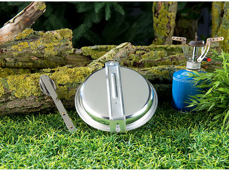 ; Camping-Wasserkessel, Edelstahl-BecherMultifunktions-Taschenmesser mit Besteck 