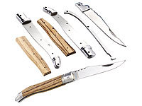 Semptec Urban Survival Technology 3 couteaux pliants en kit, acier inoxydable avec manche en bois vér...