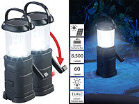 Semptec Urban Survival Technology LED-Camping-Laterne, lädt per Dynamo, Solar und USB, 2er-Set