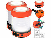 Semptec Urban Survival Technology 2er-Set Dual-Teleskop-LED-Campinglampe mit Dynamo-Handkurbel, 65 Lumen