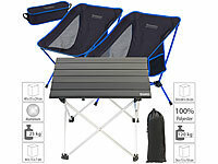 Semptec Urban Survival Technology Table de camping d'appoint pliable en aluminium avec 2 chaises