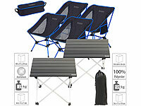 Semptec Urban Survival Technology 2 tables de camping d'appoint pliables en aluminium avec 4 chaises