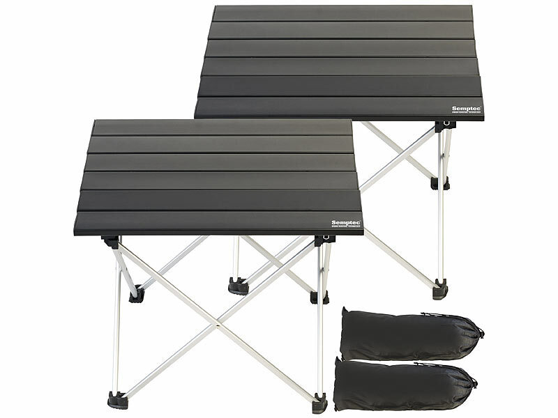 Semptec Urban Survival Technology 2 tables de camping d'appoint pliables en  aluminium