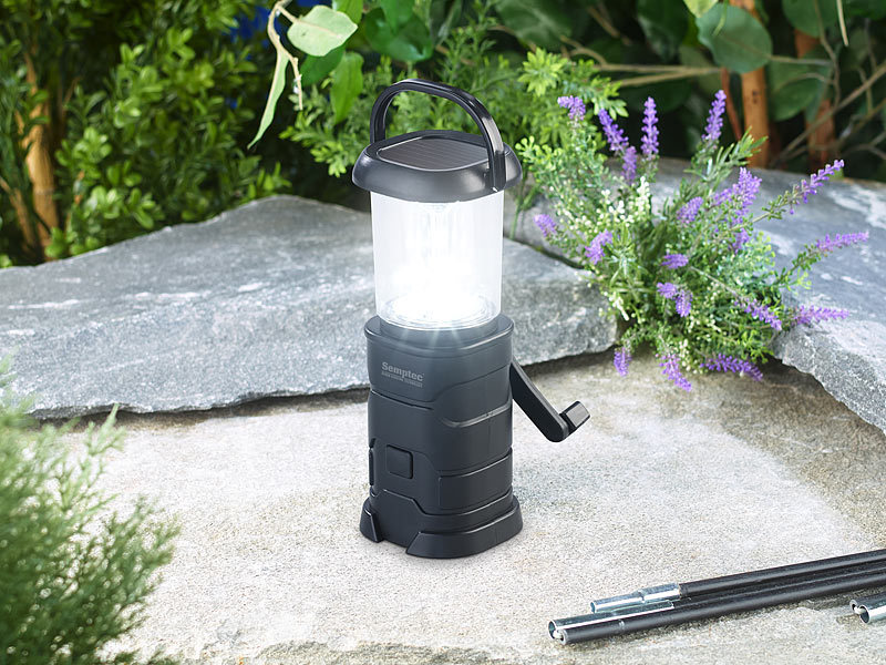 ; Solar-LED-Camping-Laterne mit Powerbank 
